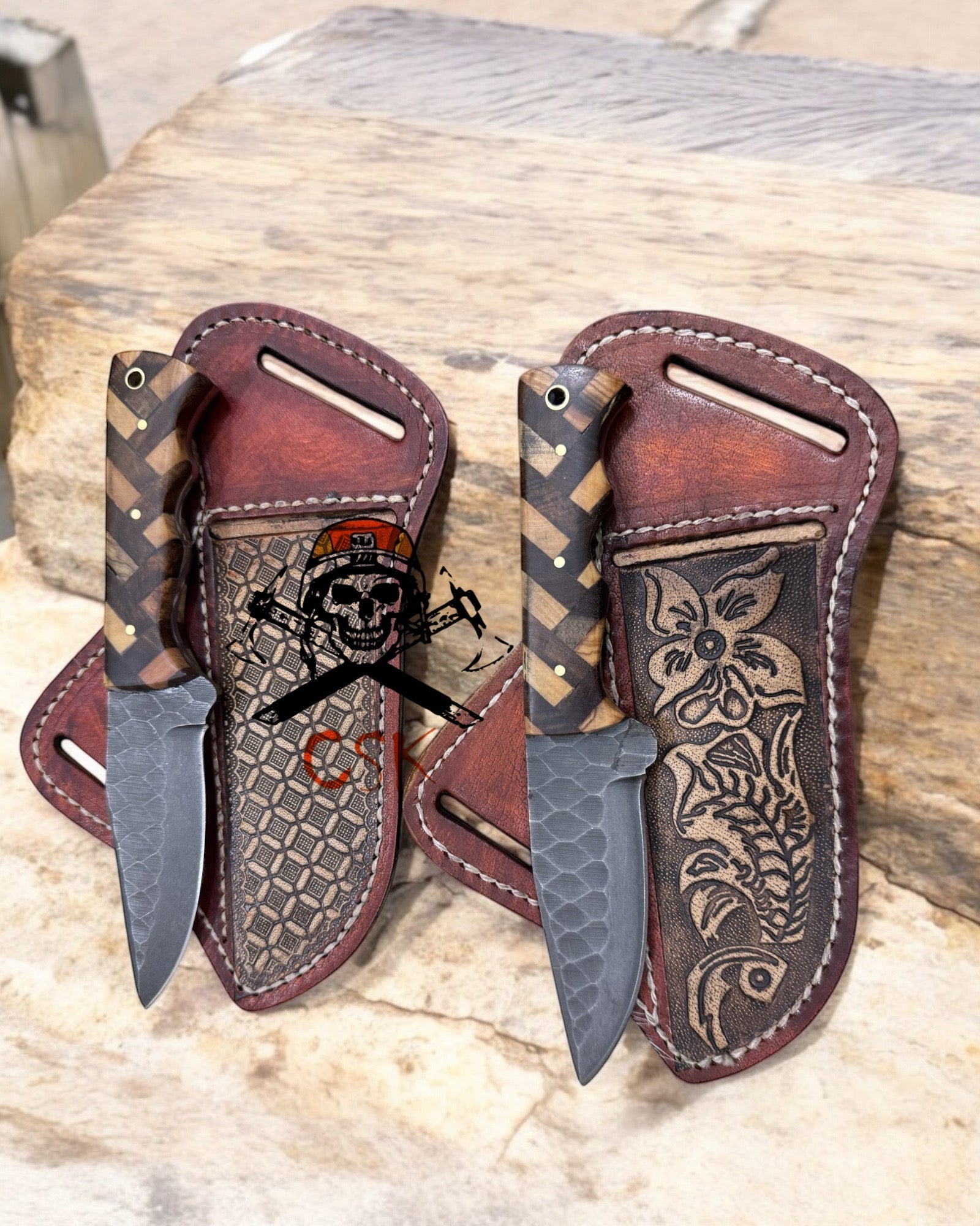 Cowboy Belt Knife High Carbon Tool Steel Blade with Wood Handle