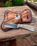 Cowboy Knife for Ranchers – 4" Damascus Steel Blade & Pine-Cone Handle