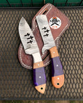 Cross-Cut Blades Cowboy Set with Purple Resin & Wood Handle