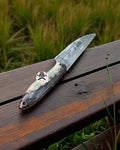 BUCKAROO BELT KNIFE FOR COWBOY 3.15” DAMASCUS BLADE