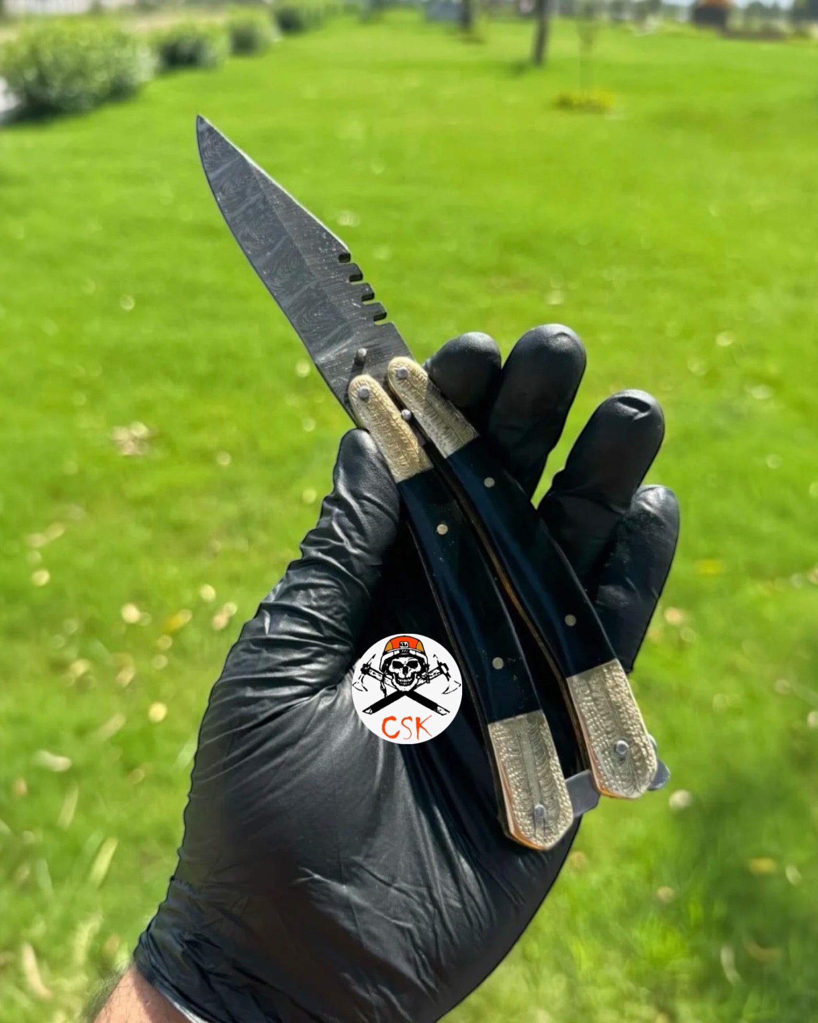 Handmade Damascus Steel Folding Pocket Knife | Brass Bolster & Resin Handle | EDC & Collectible Gift Knife