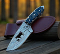 Hand-Forged Damascus Steel Hunting Knife 8.5” | Ram Handle & Cow Wire Cut Blade – Premium CSKFORGED Knife