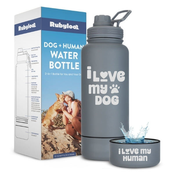 Dog + Human Water Bottle with Detachable  Bowl