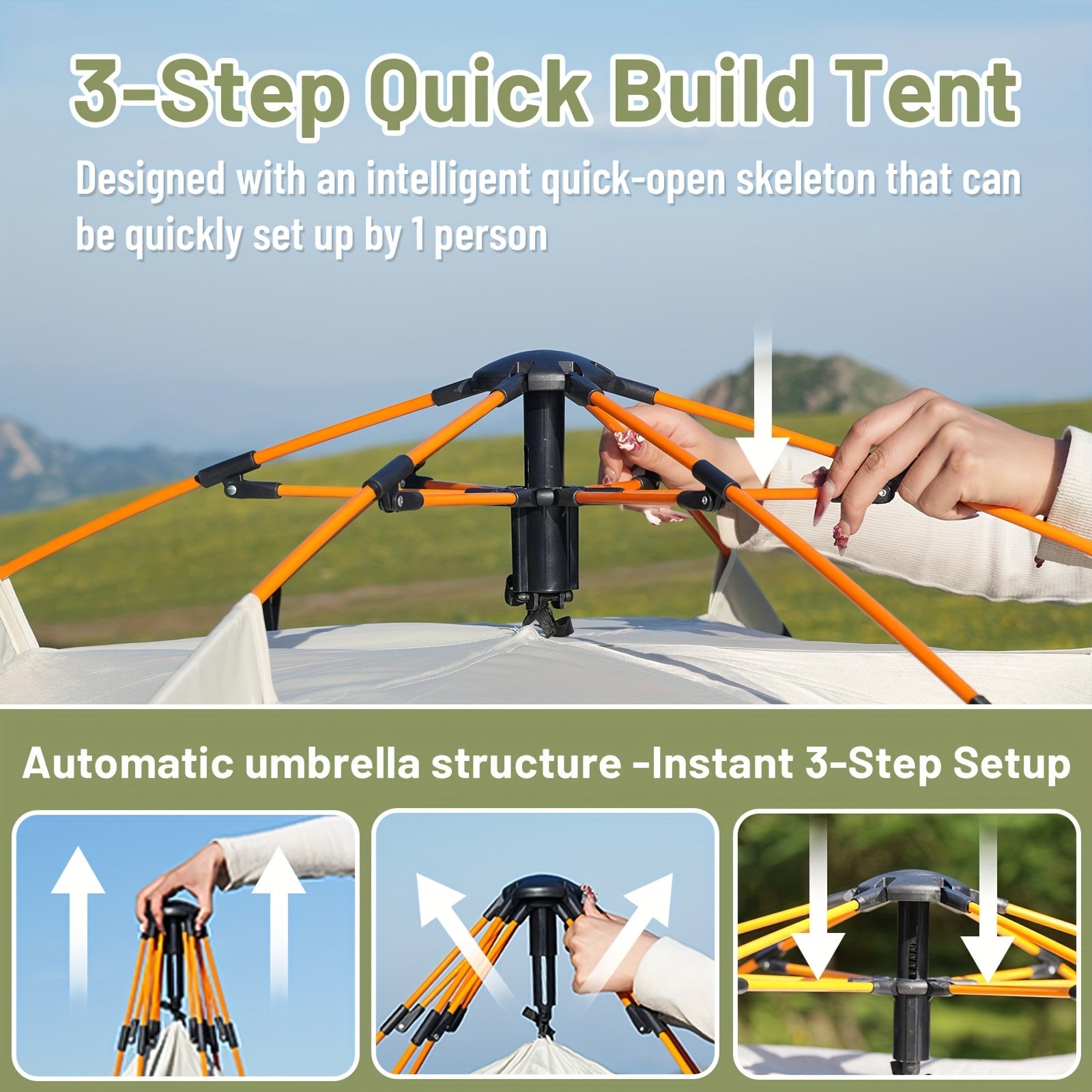 3-4 Person Instant Pop Up Camping Tent Waterproof