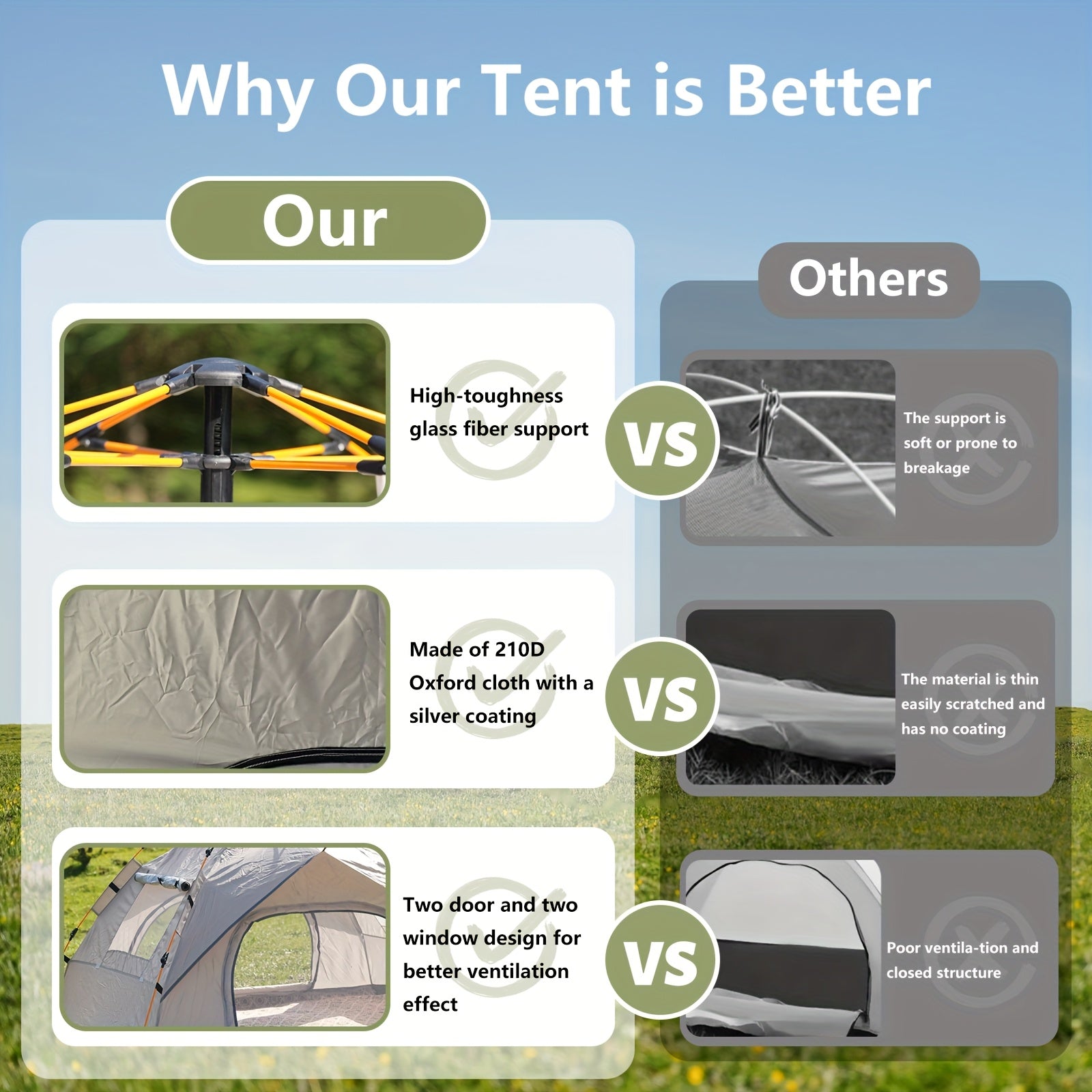 3-4 Person Instant Pop Up Camping Tent Waterproof
