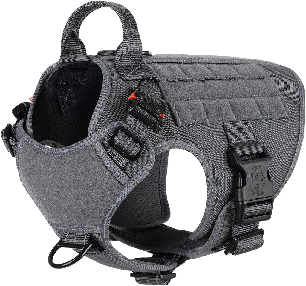 No-Pull Tactical Dog Harness with Handle & MOLLE Vest Adjustable