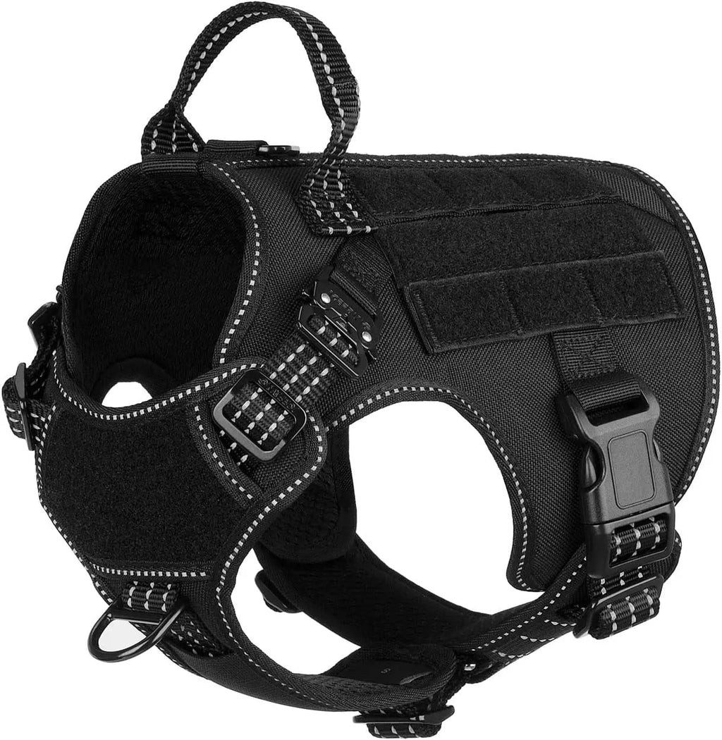 No-Pull Tactical Dog Harness with Handle & MOLLE Vest Adjustable