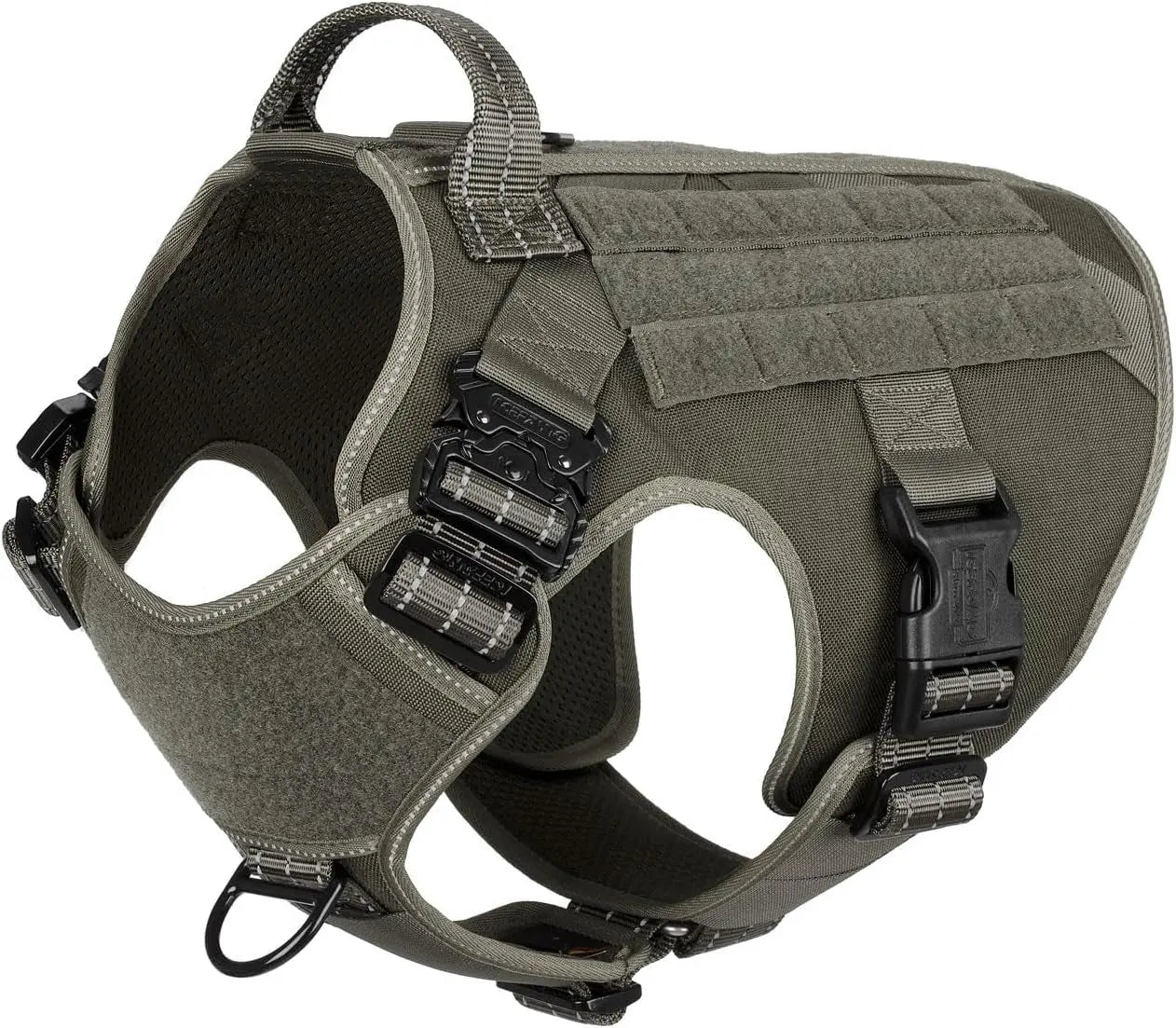 No-Pull Tactical Dog Harness with Handle & MOLLE Vest Adjustable