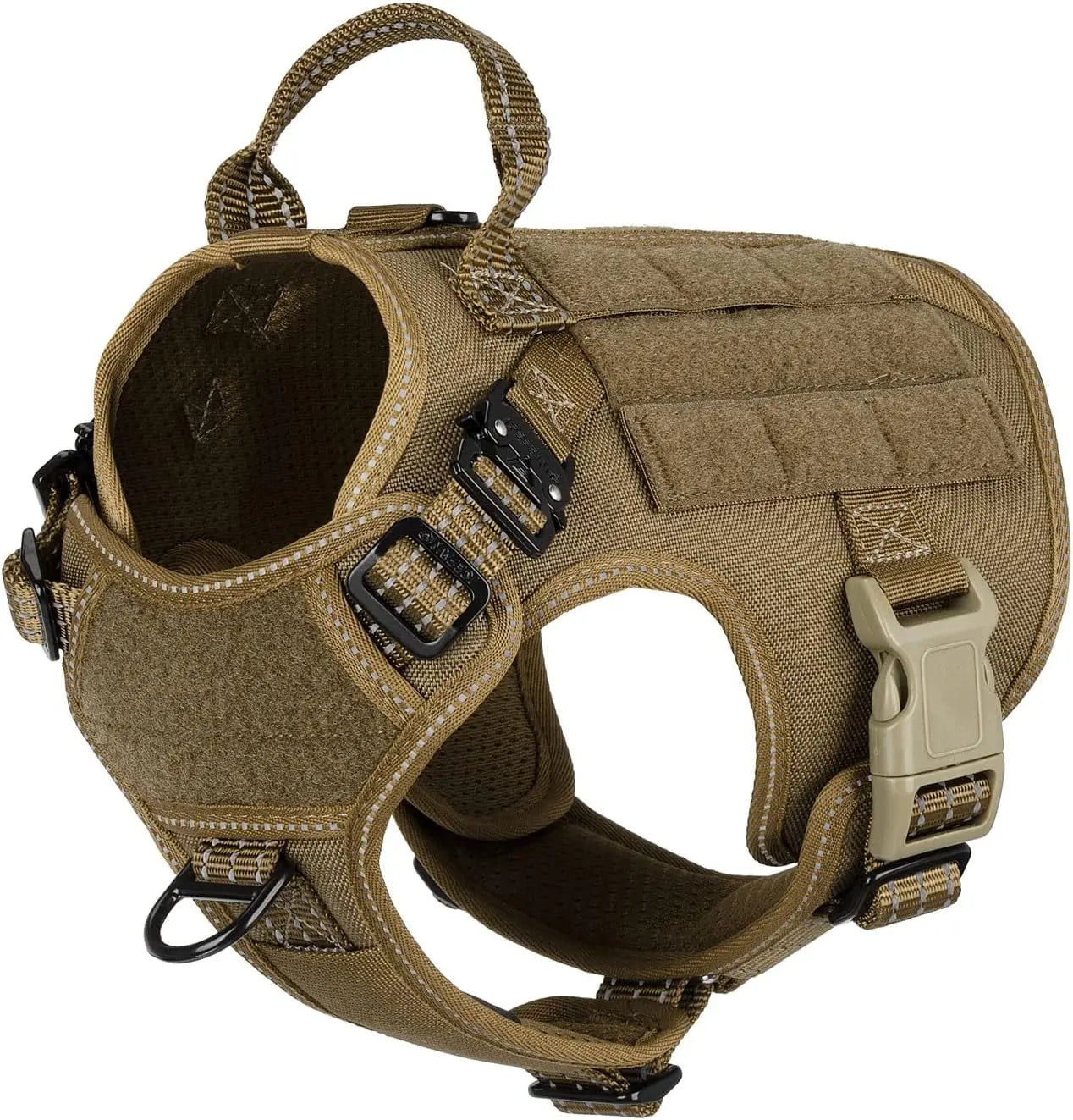 No-Pull Tactical Dog Harness with Handle & MOLLE Vest Adjustable