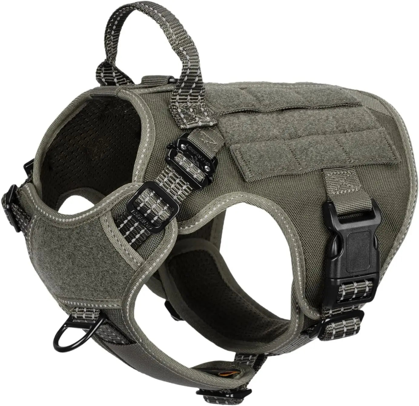No-Pull Tactical Dog Harness with Handle & MOLLE Vest Adjustable