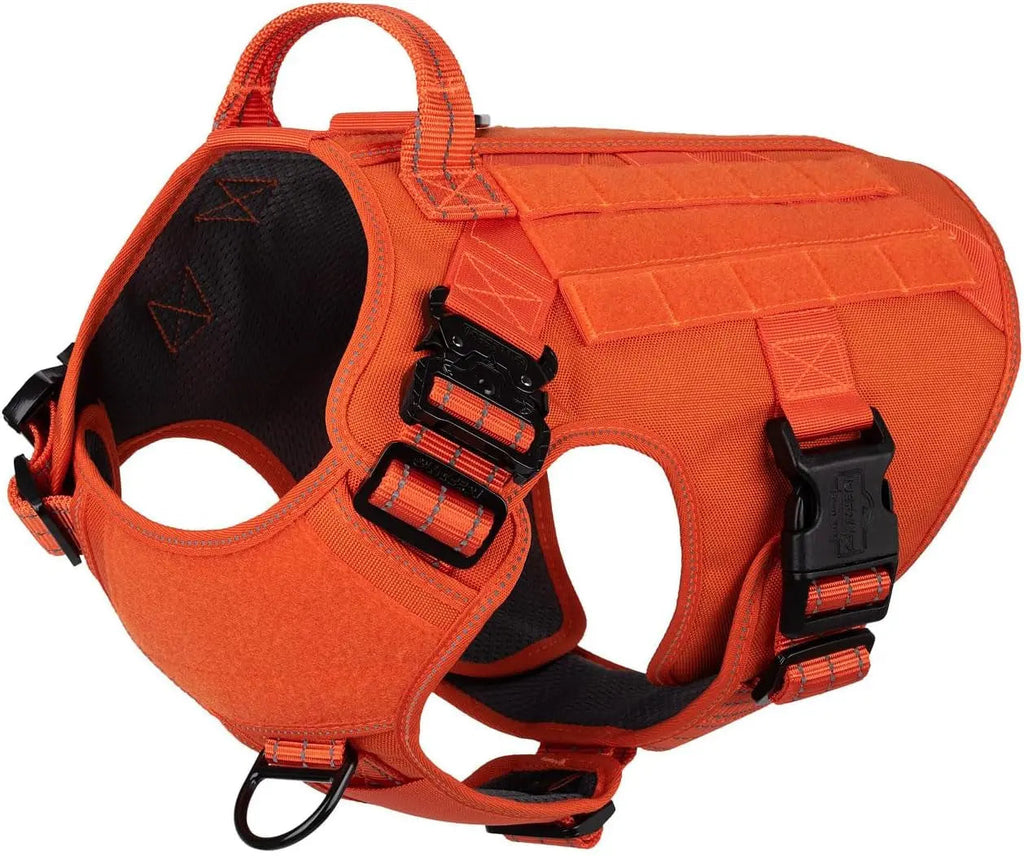 No-Pull Tactical Dog Harness with Handle & MOLLE Vest Adjustable