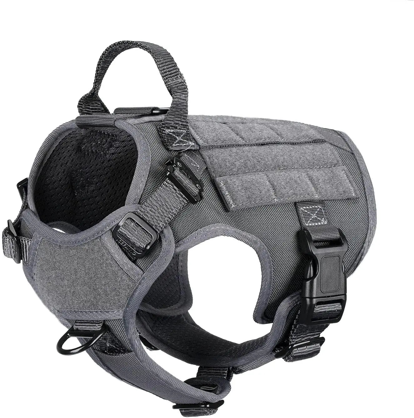 No-Pull Tactical Dog Harness with Handle & MOLLE Vest Adjustable