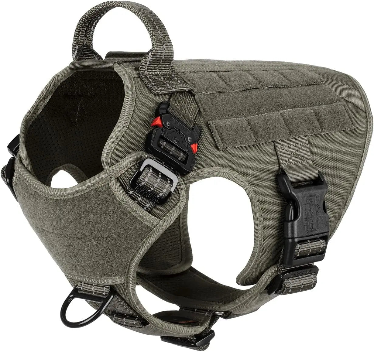 No-Pull Tactical Dog Harness with Handle & MOLLE Vest Adjustable