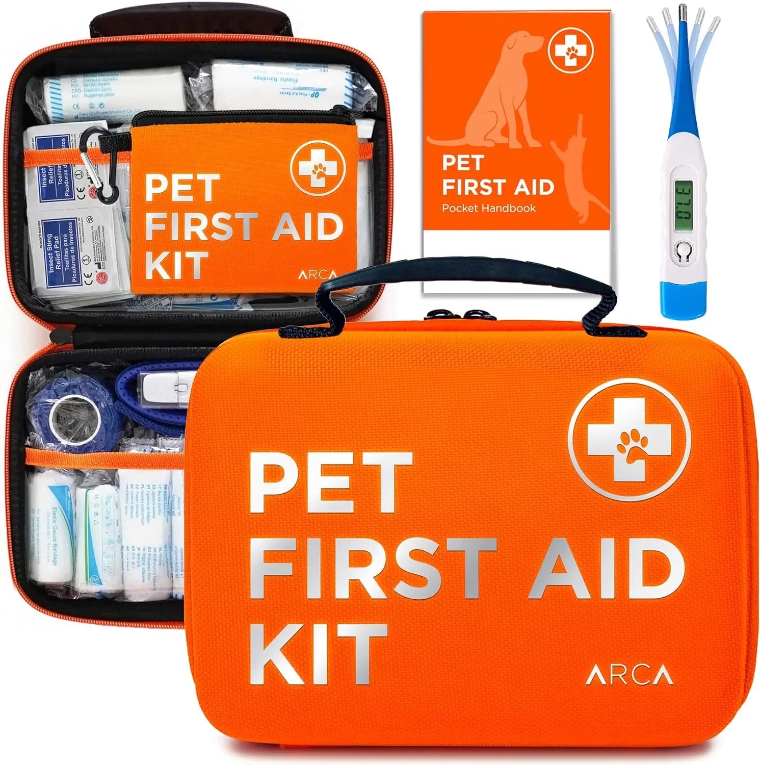 Pet First Aid Kit for Dogs & Cats with Thermometer, Tick Remover & Manual