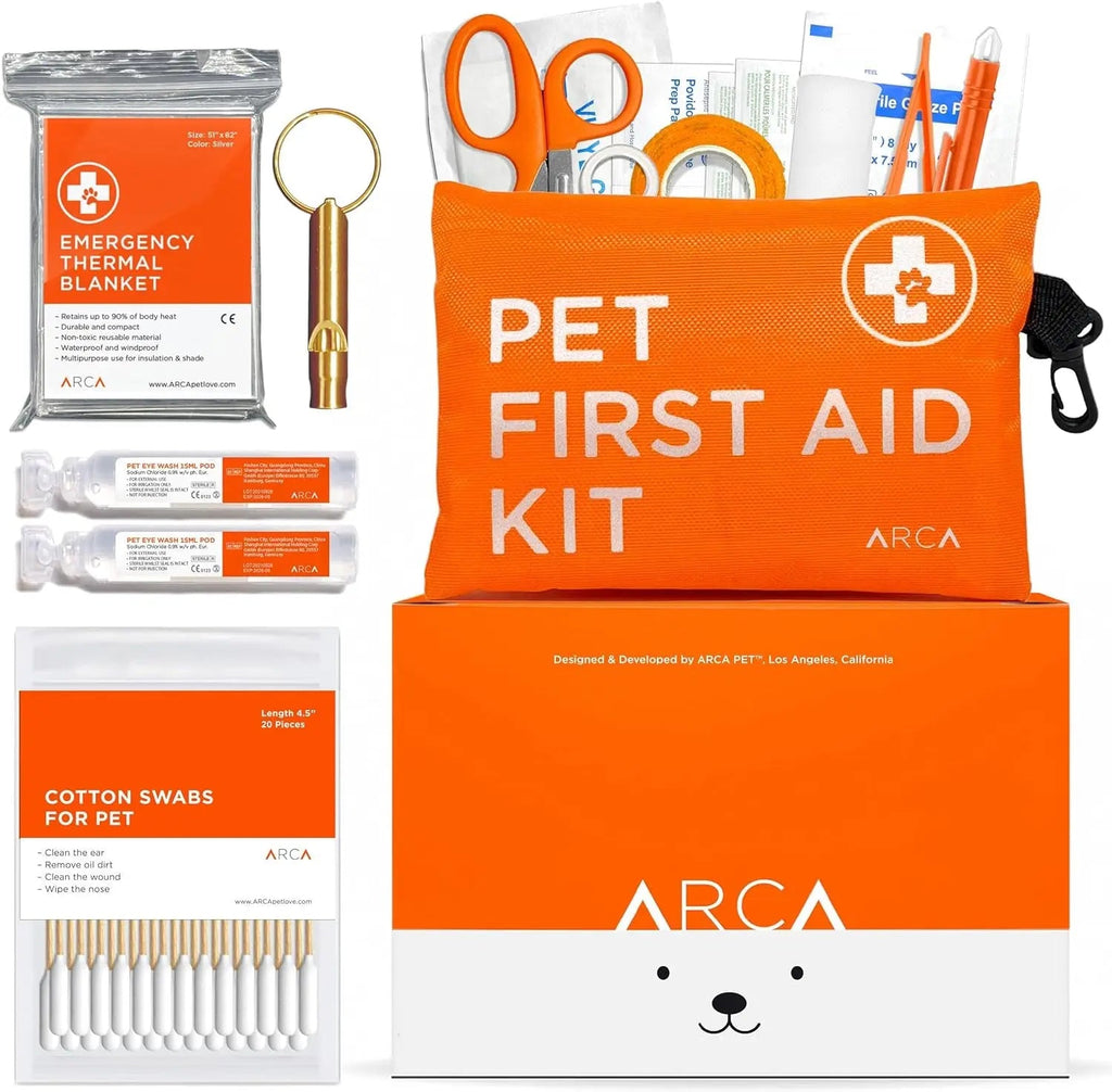 Pet First Aid Kit for Dogs & Cats with Thermometer, Tick Remover & Manual