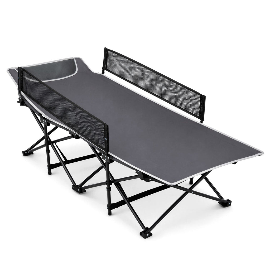 Portable Folding Camping Cot with Guardrail - 330 lbs Capacity