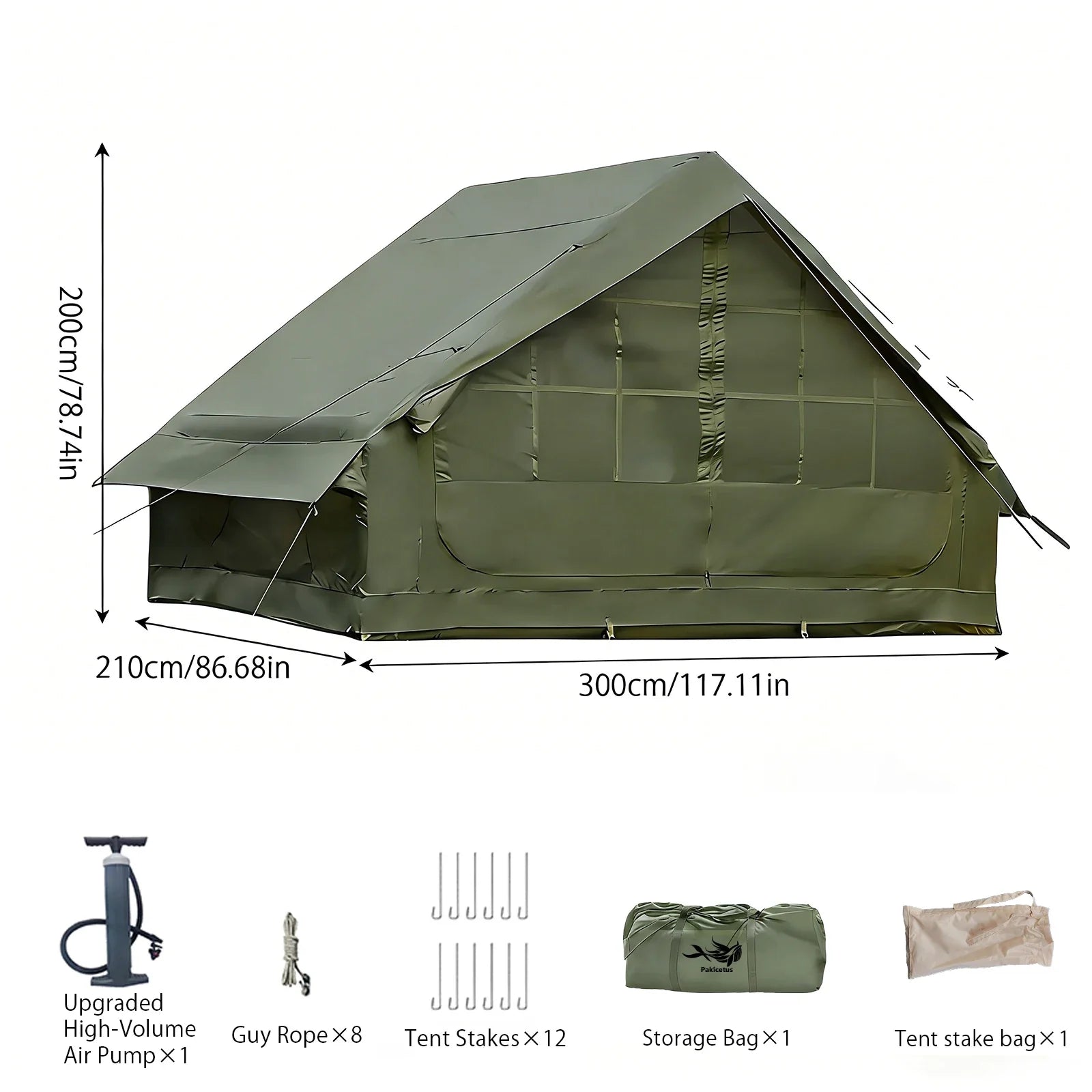 PAKICETUS Inflatable camping tent 4-8 people with windows portable water-resistant camping tent  Four season tents