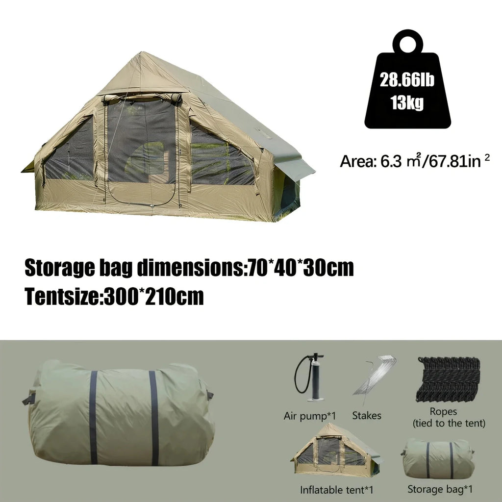 Easy to Set-Up Inflatable Camping Tent with Manual Pump Windproof Inflatable Tent for Outdoor Adventure