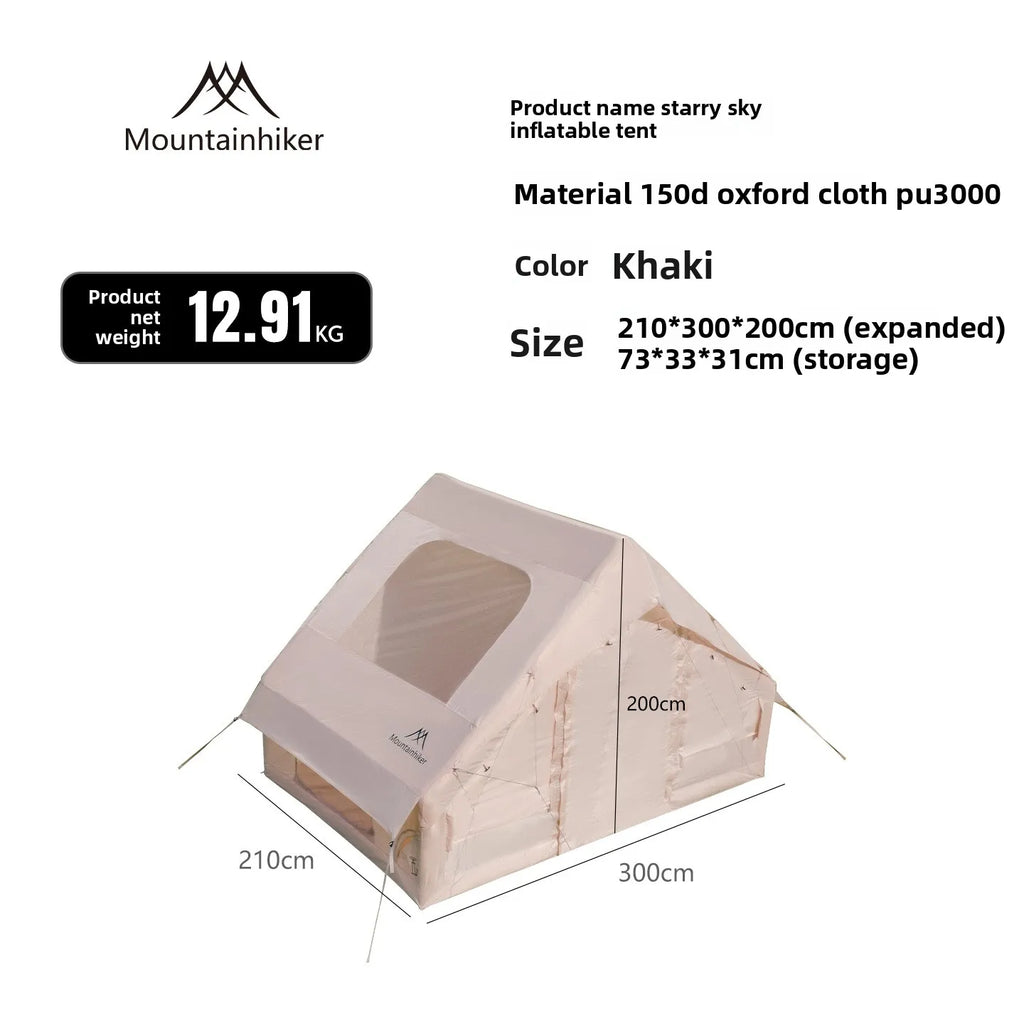 MOUNTAINHIKER 6.3㎡ Outdoor Inflatable Tent Quick Setup Camping Tent 3/4P Overnight Rainproof Picnic Large Thickened Cabin Family