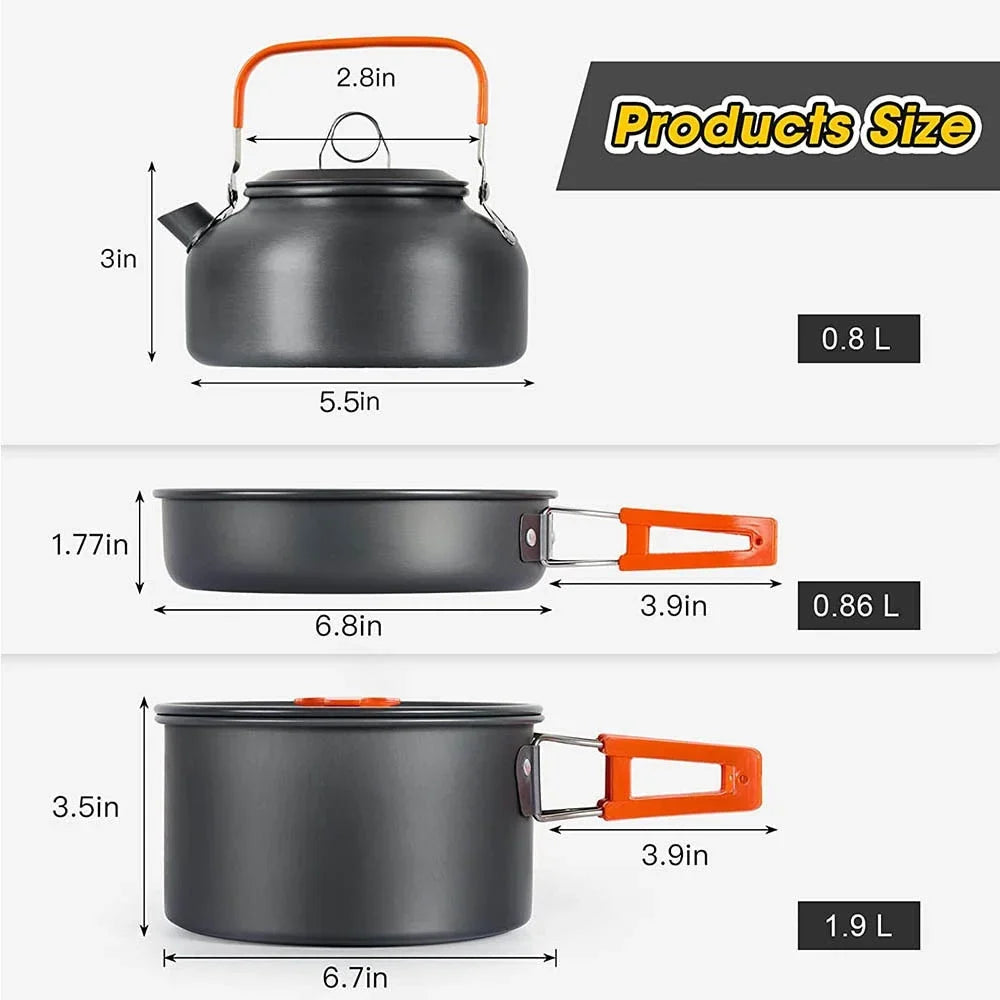 Camping Cooking Set Outdoor Aluminum Lightweight Equipment Camping