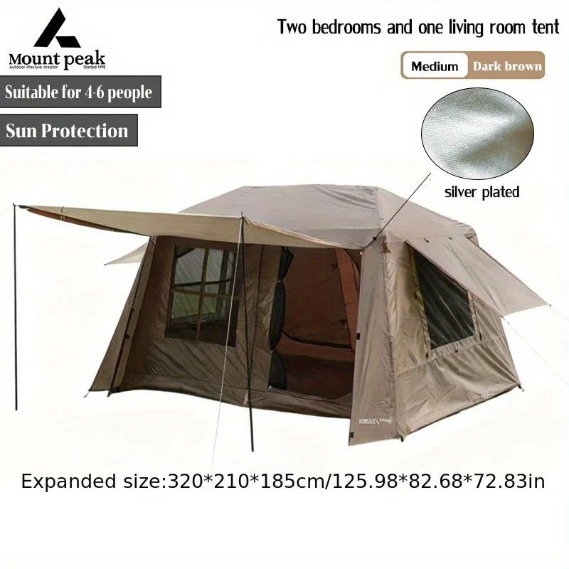 Mount Peak Automatic Large Camping Tent 3-8 People Quick Set Up Ridge Tent with Canopy, Suitable for Outdoor Wilderness Adventur