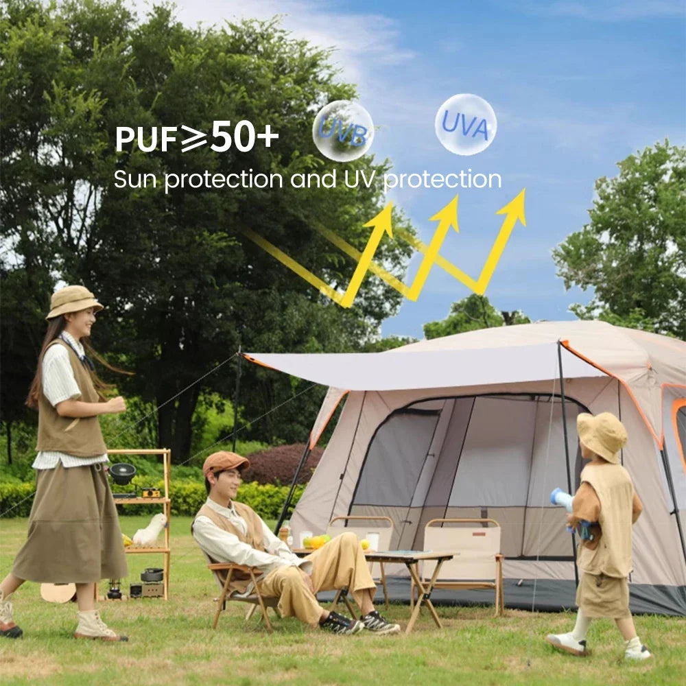 Outdoor Camping Family Tent 3-12 Person Double Layers Oversize 2 Rooms Thickened Rainproof Outdoor Family Camp Tour Equipment