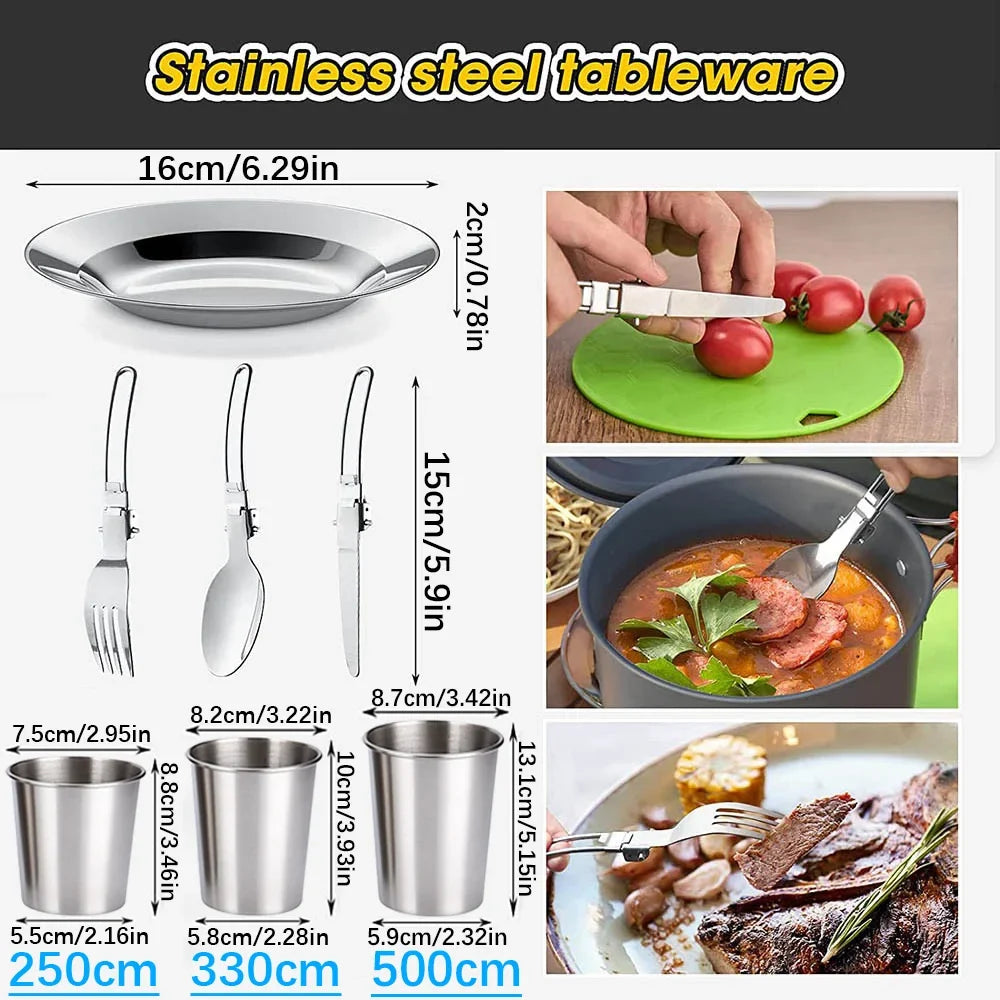 Camping Cooking Set Outdoor Aluminum Lightweight Equipment Camping