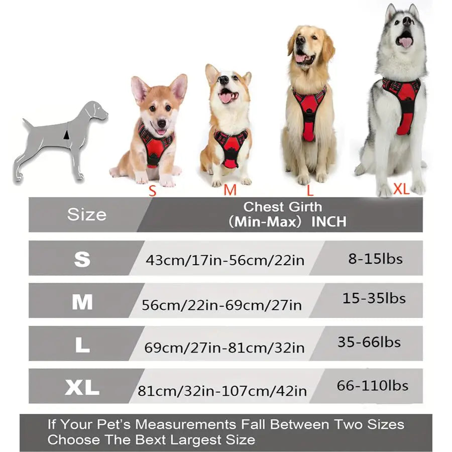 No Pull Dog Harness Front Clip Heavy Duty Reflective