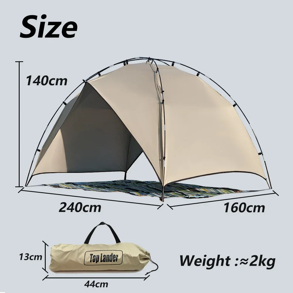Lightweight 2–4 Person Camping Tent for Beach Park Waterproof Sun Shelter Shade Canopy Awning for Outdoor Fishing Family Arch 4