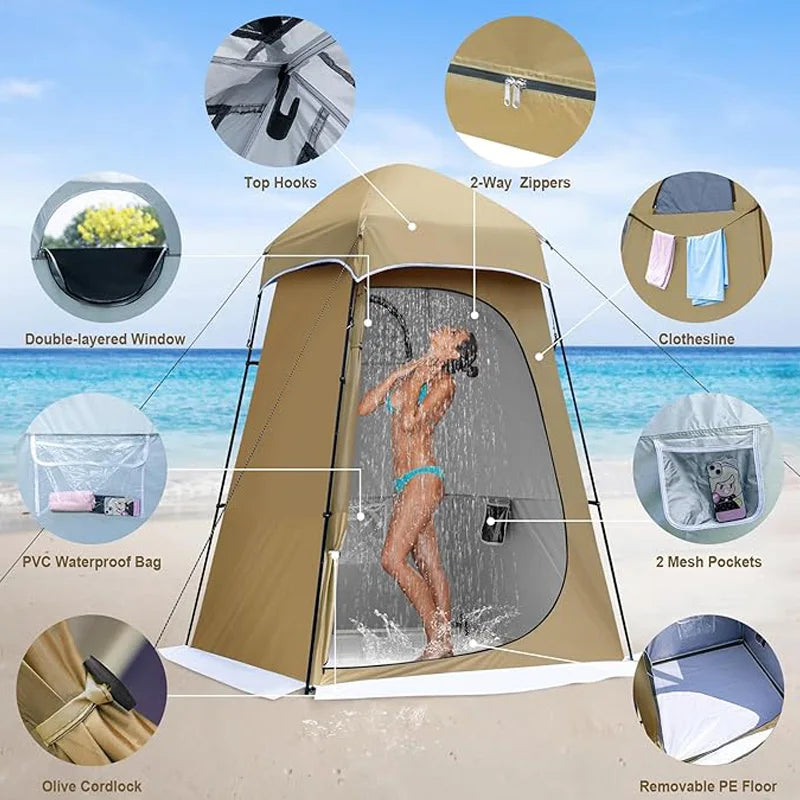Shower Tent 150D Oxford Silver Coated Simple Toilet Tents Privacy Waterproof Fishing Tent Camping Supplies 160x160x240cm