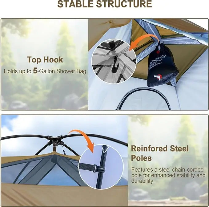 Shower Tent 150D Oxford Silver Coated Simple Toilet Tents Privacy Waterproof Fishing Tent Camping Supplies 160x160x240cm