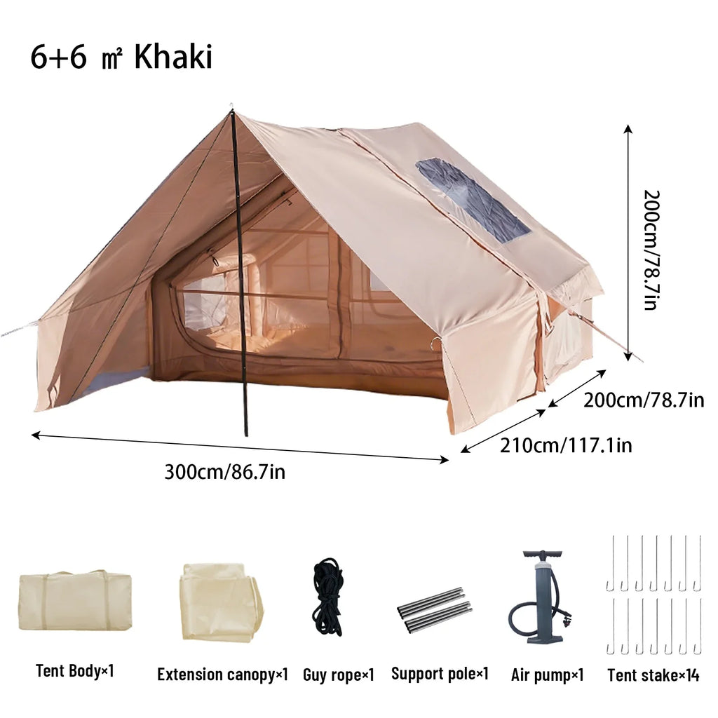PAKICETUS Inflatable Camping Tent 4-8 People with Windows Portable Water-Resistant Camping Tent