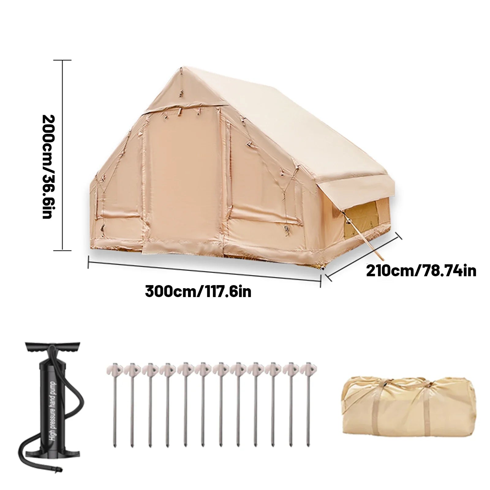 PAKICETUS Inflatable Camping Tent 4-8 People with Windows Portable Water-Resistant Camping Tent
