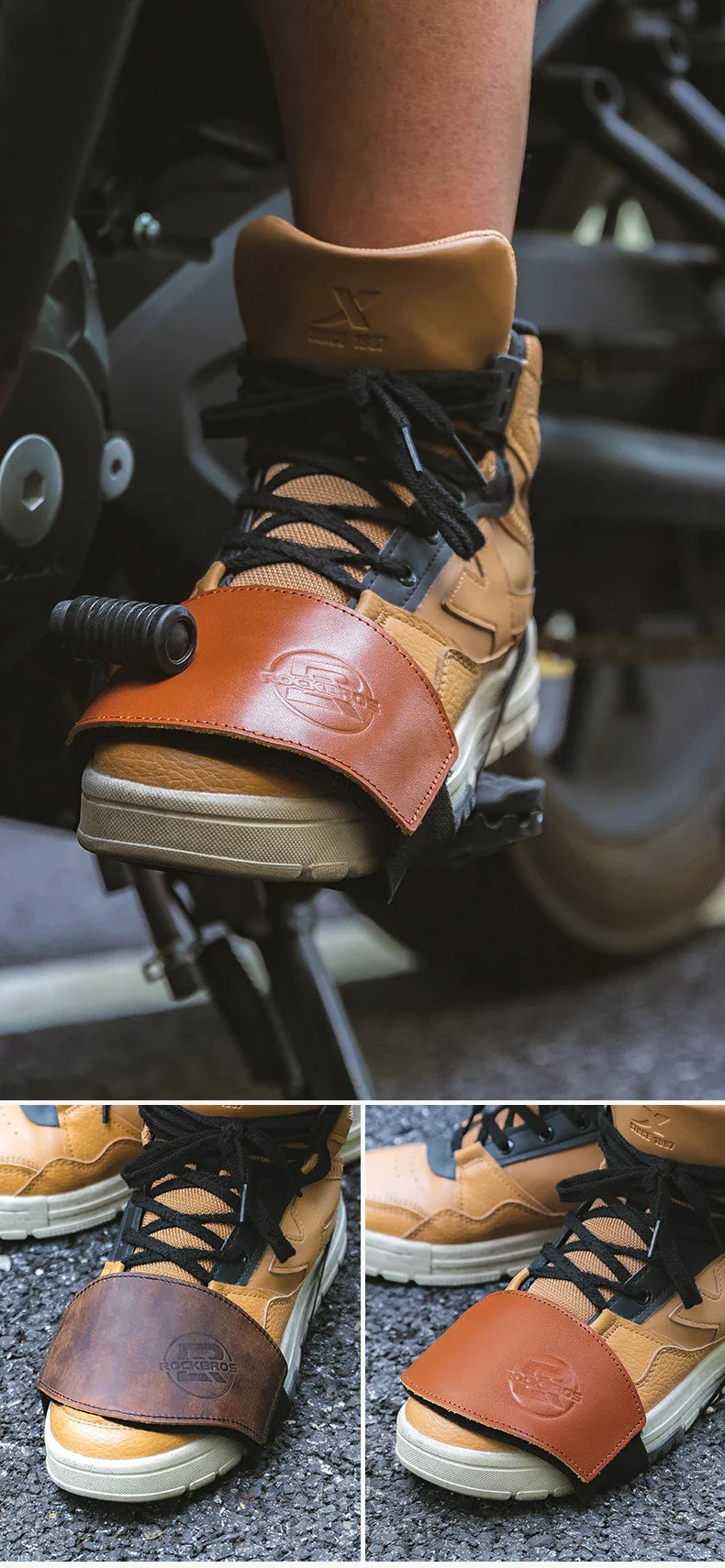 ROCKBROS Motorcycle Shift Lever Shoe Cover Non-slip And Wear Resistant Leather Motorcycle  Protection Gear Shift Pad