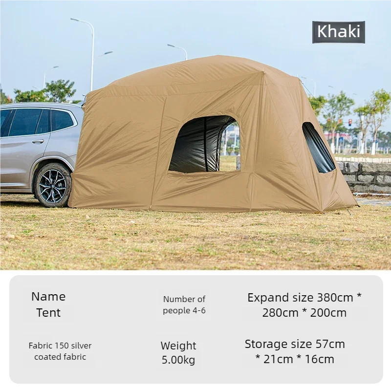Universal SUV Camping Tent with Spacious Awning Waterproof Car Tent Easy Setup for Backpacking Traveling Outdoors Car Tail Tent