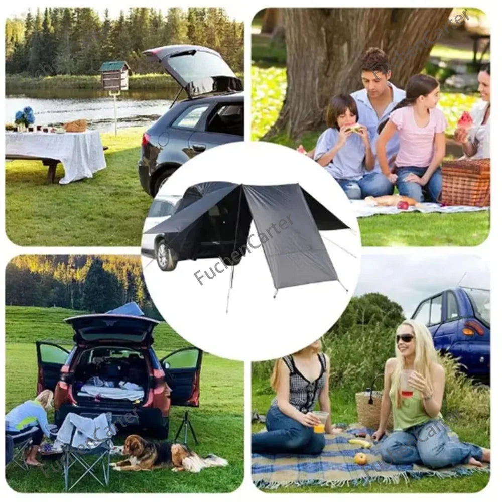 Portable SUV Tailgate Trunk Tent 3-Side Extended Shade Shelter Multifunctional Car Rear Door Tent Outdoor Car Camping Accessorie