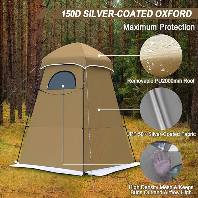 Shower Tent 150D Oxford Silver Coated Simple Toilet Tents Privacy Waterproof Fishing Tent Camping Supplies 160x160x240cm
