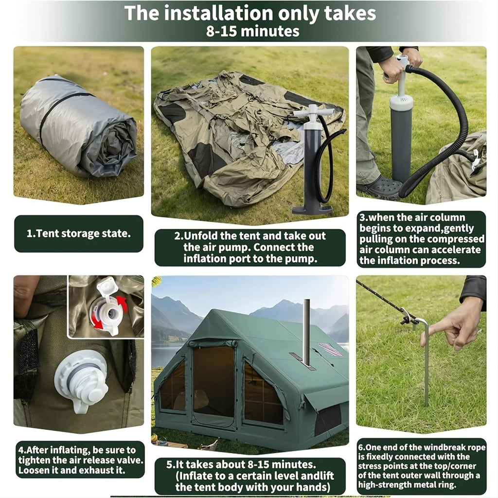 Easy to Set-Up Inflatable Camping Tent with Manual Pump Windproof Inflatable Tent for Outdoor Adventure
