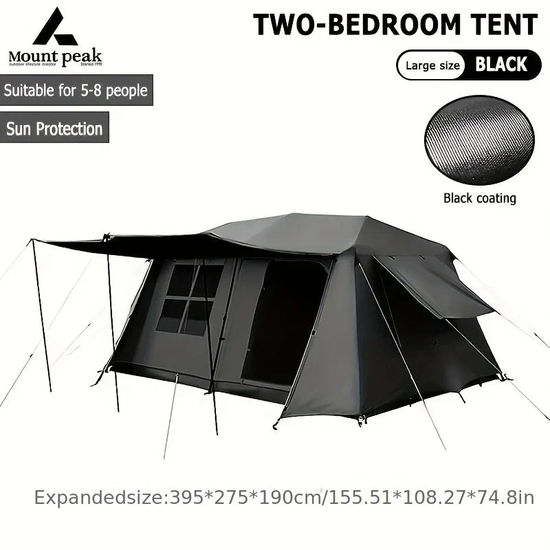 Mount Peak Automatic Large Camping Tent 3-8 People Quick Set Up Ridge Tent with Canopy, Suitable for Outdoor Wilderness Adventur