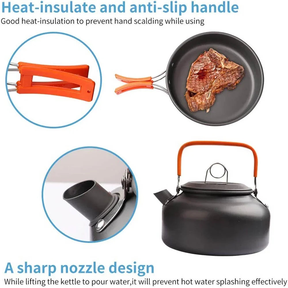 Camping Cooking Set Outdoor Aluminum Lightweight Equipment Camping