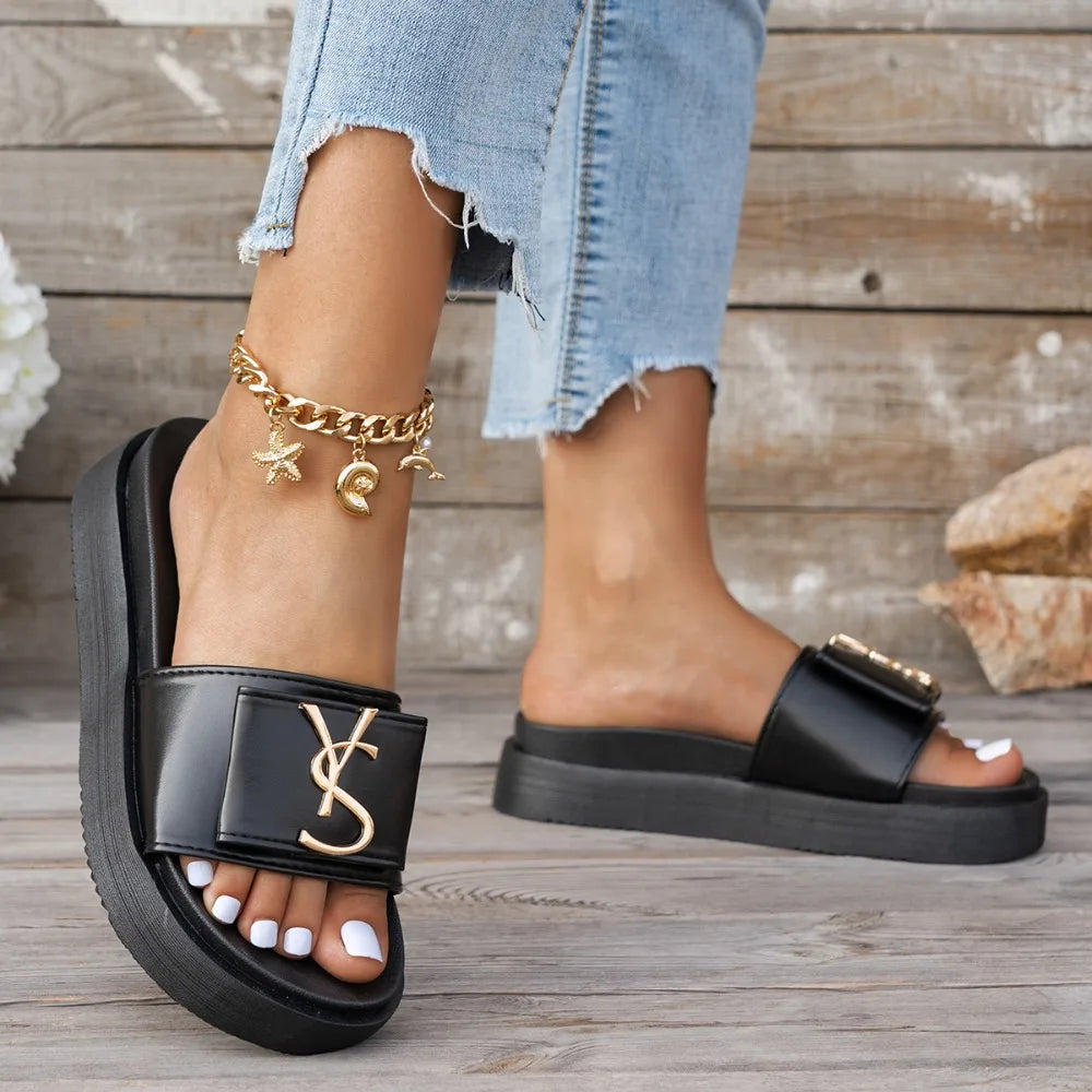 Slippers Luxury Shoes Women Platform Design Slides Fashion Letters Ladies Shoes Casual Slipper Outside Non-slip Slippers Sandals