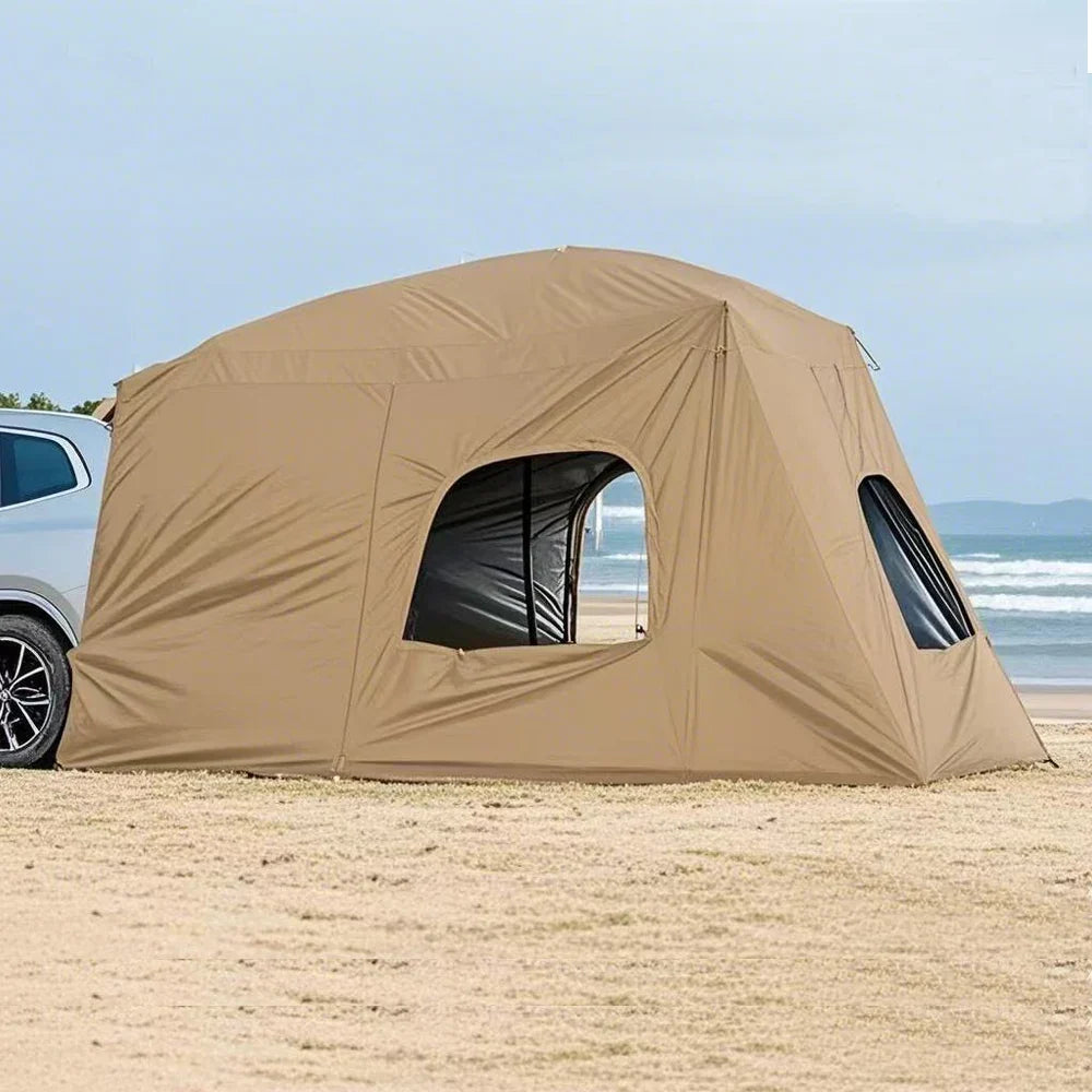 Universal SUV Camping Tent with Spacious Awning Waterproof Car Tent Easy Setup for Backpacking Traveling Outdoors Car Tail Tent