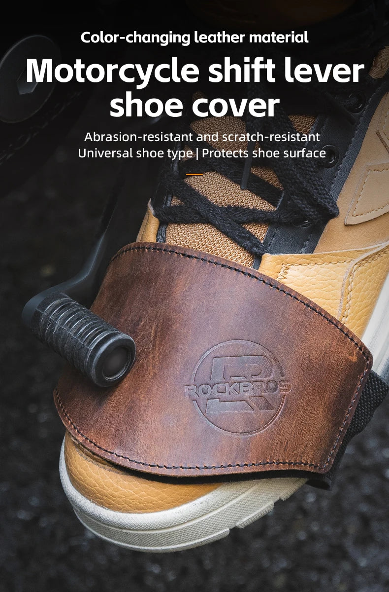 ROCKBROS Motorcycle Shift Lever Shoe Cover Non-slip And Wear Resistant Leather Motorcycle  Protection Gear Shift Pad
