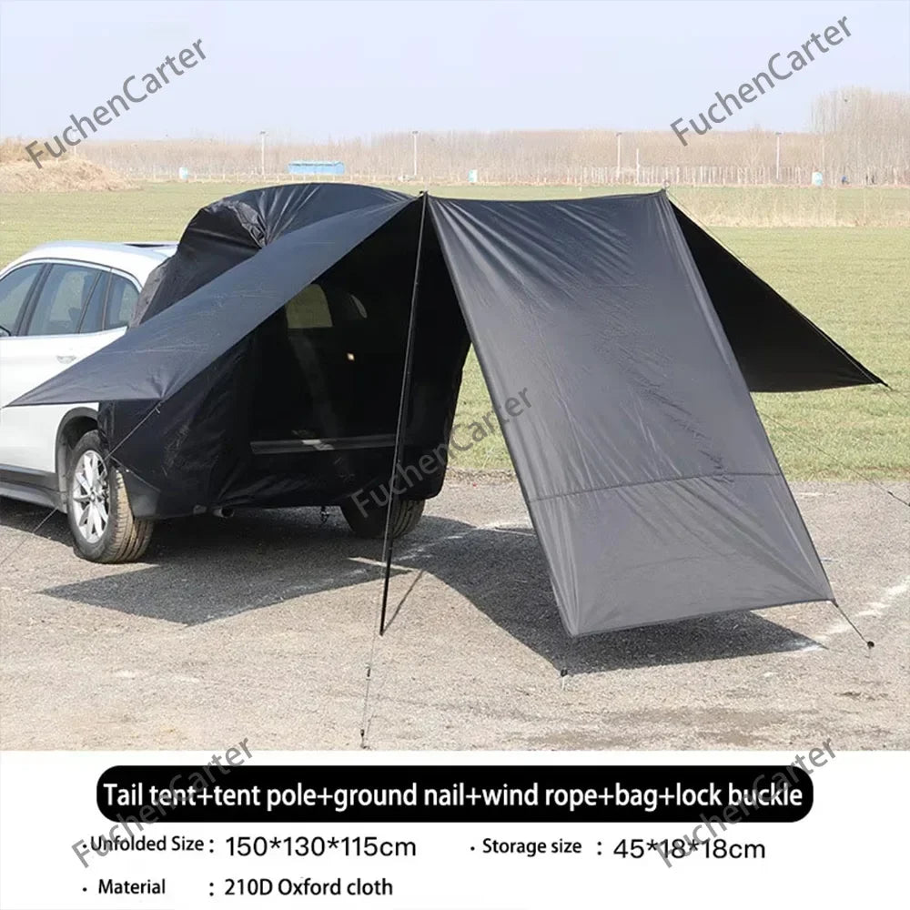 Portable SUV Tailgate Trunk Tent 3-Side Extended Shade Shelter Multifunctional Car Rear Door Tent Outdoor Car Camping Accessorie