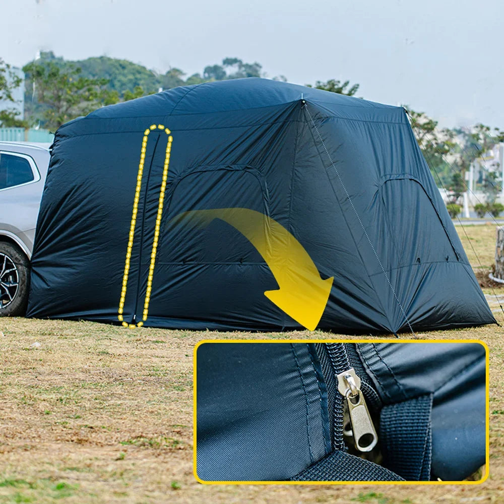 Universal SUV Camping Tent with Spacious Awning Waterproof Car Tent Easy Setup for Backpacking Traveling Outdoors Car Tail Tent