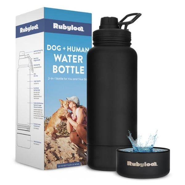 Dog + Human Water Bottle with Detachable  Bowl