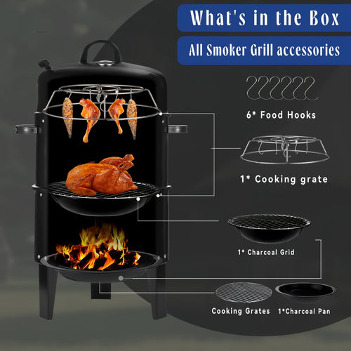 3-in-1 Charcoal Smoker Grill