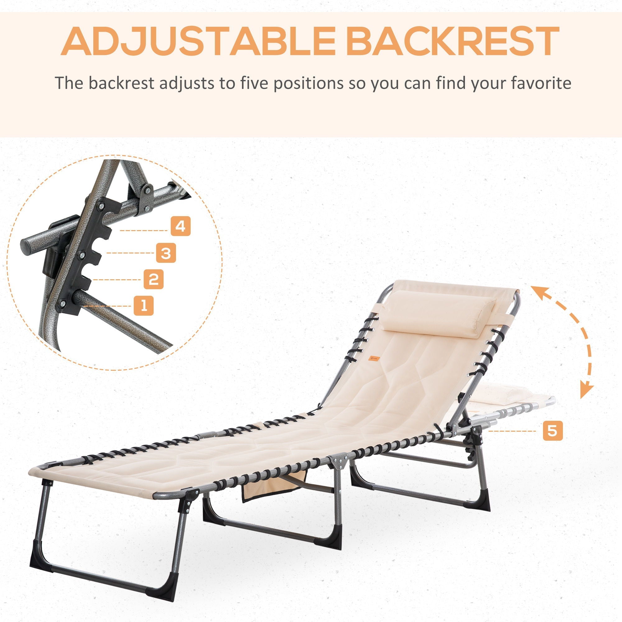 Padded Folding Chaise Lounge Chair
