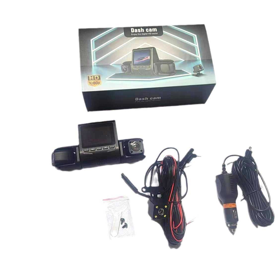 3-Channel 1080P Dash Cam – Front & Rear Car Camera with Reversing Display