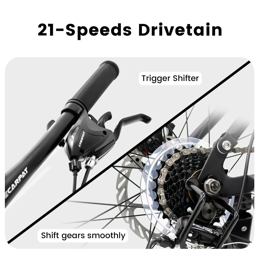 24" TrailX Adult Mountain Bike | 21-Speed Full Suspension (Gray)